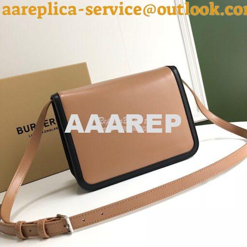 Replica Burberry TB Leather Bag 80103351 Light Camel w Black 9