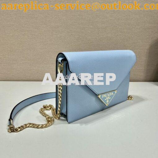 Replica Prada Saffiano leather shoulder bag 1BD318 Light Blue 5