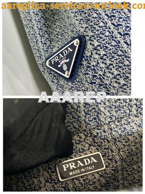 Replica Prada Small Logo Ricamo Jacquard Tote 1BA343 Blue 9