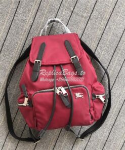 Replica Burberry The Medium Rucksack in red Puffer Nylon and Leather