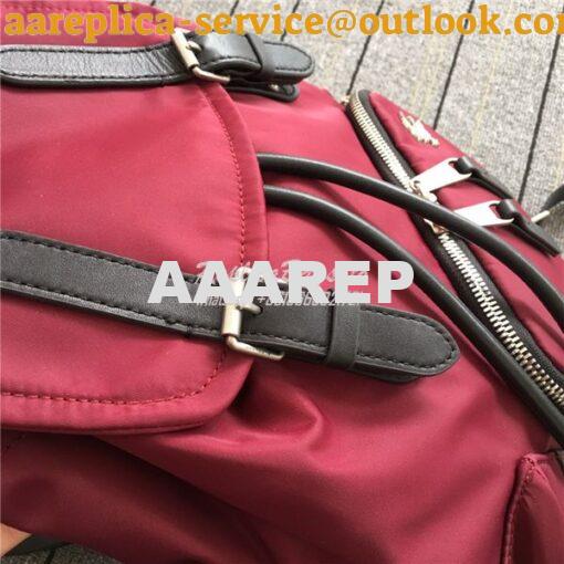 Replica Burberry The Medium Rucksack in red Puffer Nylon and Leather 4