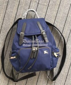 Replica Burberry The Medium Rucksack in blue Puffer Nylon and Leather