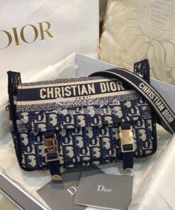 Replica Dior Small DiorCamp Bag Blue Oblique Embroidery M1241