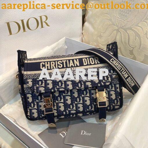 Replica Dior Small DiorCamp Bag Blue Oblique Embroidery M1241