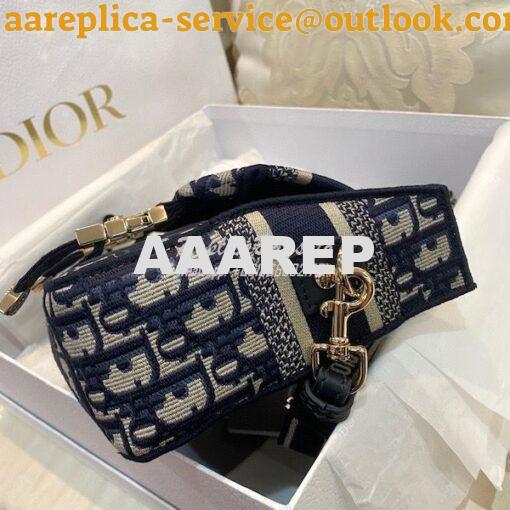 Replica Dior Small DiorCamp Bag Blue Oblique Embroidery M1241 4