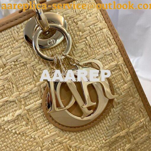 Replica Dior Medium Lady Dior Bag Natural Cannage Raffia M0565 3