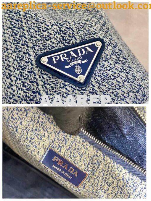 Replica Prada Medium Logo Ricamo Jacquard Tote 1BA342 Blue 8