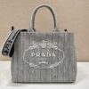 Replica Prada Medium Logo Ricamo Jacquard Tote 1BA342 Blue 12