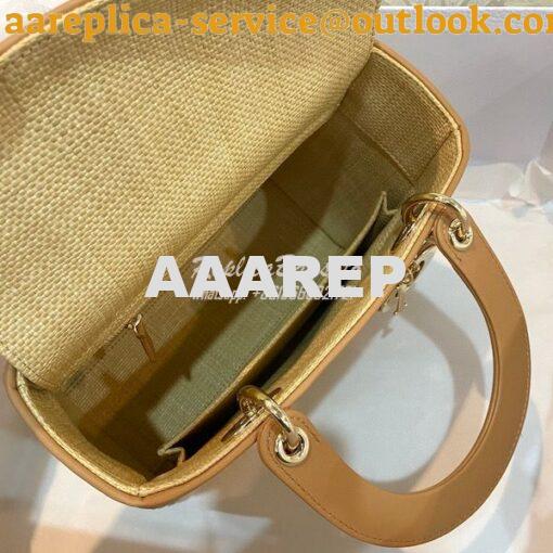 Replica Dior Medium Lady Dior Bag Natural Cannage Raffia M0565 7