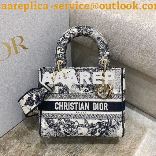 Replica Dior Medium Lady D-Lite Bag Latte Toile de Jouy Zodiac Embroid