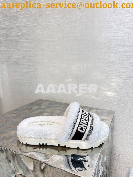 Replica Dior Dway Slide Embroidered Cotton and Shearling KCQ551 4