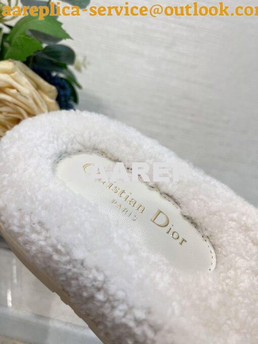 Replica Dior Dway Slide Embroidered Cotton and Shearling KCQ551 7