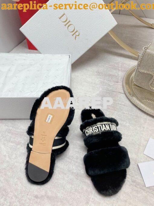 Replica Dior Chez Moi Slide Embroidered Cotton and Shearling KDQ734 6