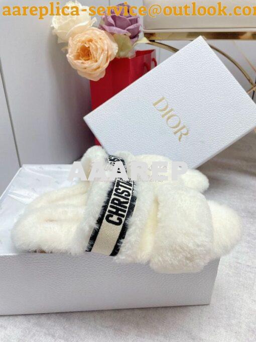 Replica Dior Chez Moi Slide Embroidered Cotton and Shearling KDQ734 12