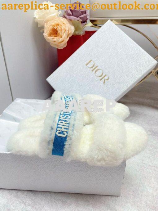 Replica Dior Chez Moi Slide Embroidered Cotton and Shearling KDQ734 19