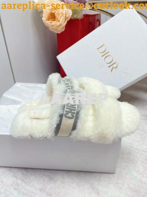 Replica Dior Chez Moi Slide Embroidered Cotton and Shearling KDQ734 23