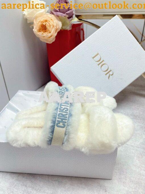 Replica Dior Chez Moi Slide Embroidered Cotton and Shearling KDQ734 32