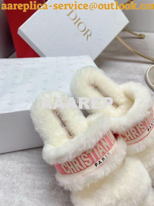 Replica Dior Chez Moi Slide Embroidered Cotton and Shearling KDQ734 37