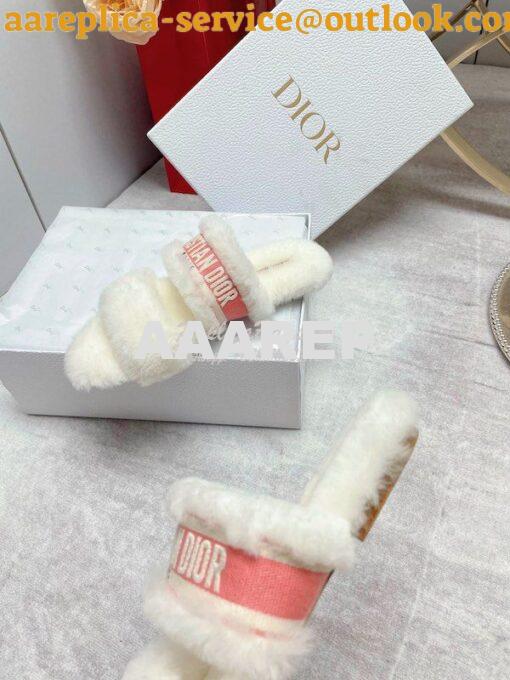 Replica Dior Chez Moi Slide Embroidered Cotton and Shearling KDQ734 40