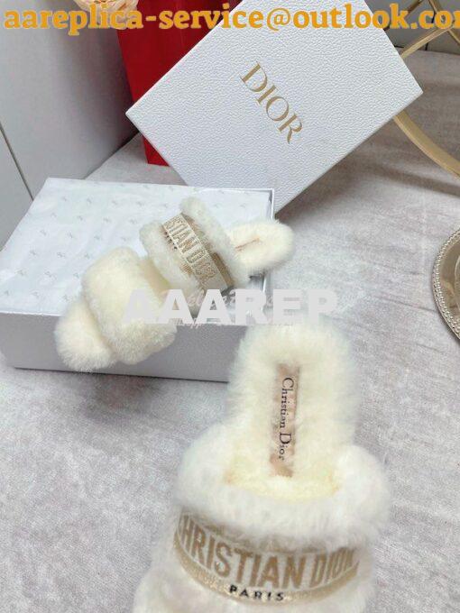 Replica Dior Chez Moi Slide Embroidered Cotton and Shearling KDQ734 45