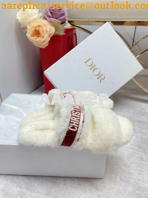 Replica Dior Chez Moi Slide Embroidered Cotton and Shearling KDQ734 46