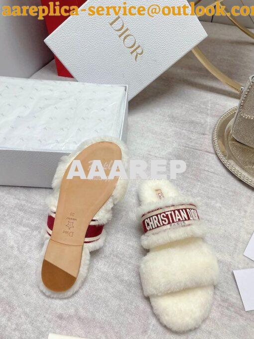 Replica Dior Chez Moi Slide Embroidered Cotton and Shearling KDQ734 50