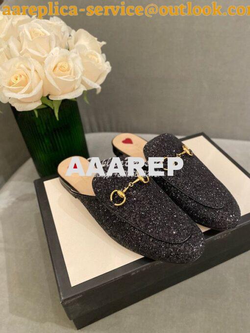 Replica Gucci Princetown Glitter Calfskin Slipper 629084 3