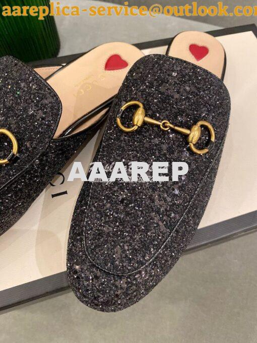 Replica Gucci Princetown Glitter Calfskin Slipper 629084 6