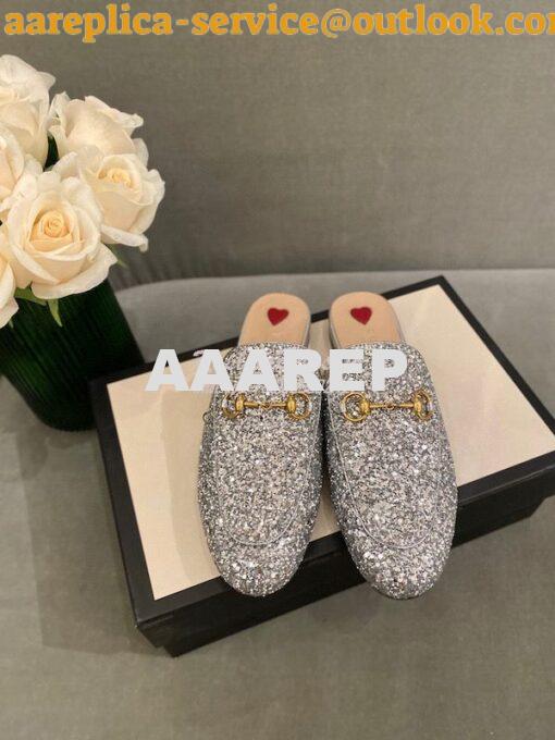 Replica Gucci Princetown Glitter Calfskin Slipper 629084 9