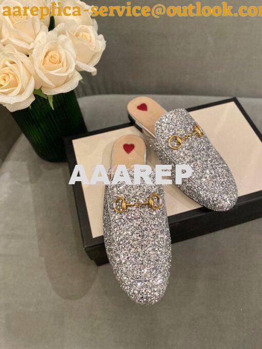 Replica Gucci Princetown Glitter Calfskin Slipper 629084 11