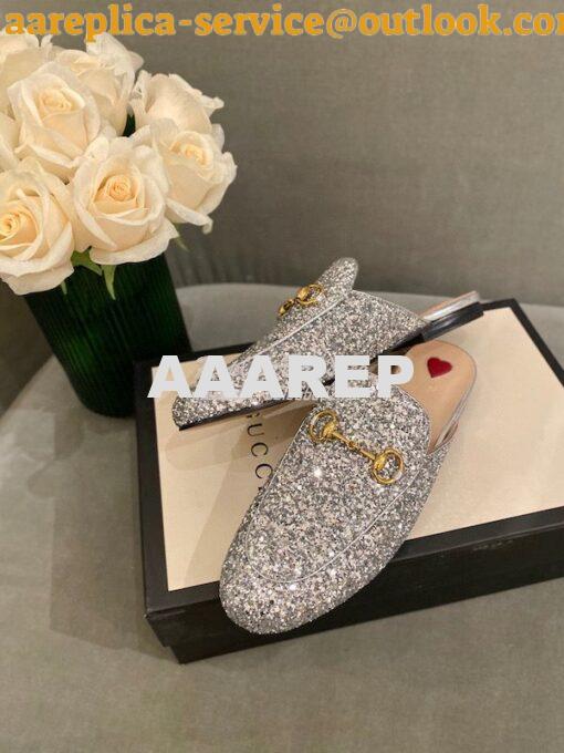 Replica Gucci Princetown Glitter Calfskin Slipper 629084 13