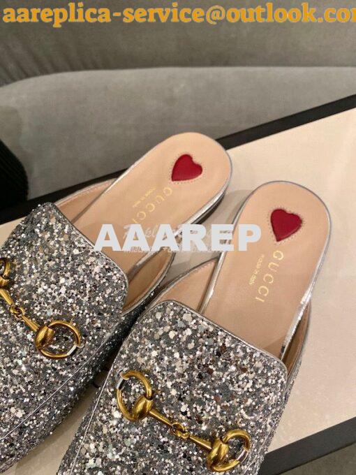 Replica Gucci Princetown Glitter Calfskin Slipper 629084 14