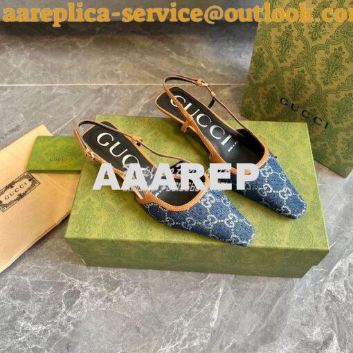 Replica Gucci Aria Women's GG Slingback Pump 675441 GG Canvas with cry 4