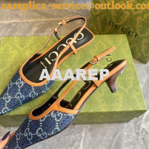 Replica Gucci Aria Women's GG Slingback Pump 675441 GG Canvas with cry 7