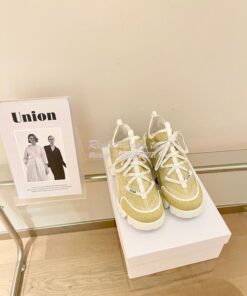 Replica Dior D-Connect Mesh Sneaker In Gold Textile KCK222