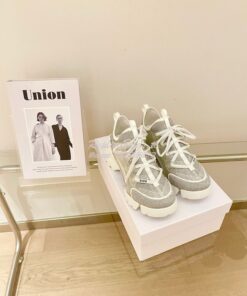 Replica Dior D-Connect Mesh Sneaker In Silver Textile KCK222 2