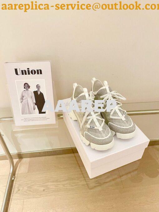 Replica Dior D-Connect Mesh Sneaker In Silver Textile KCK222 2