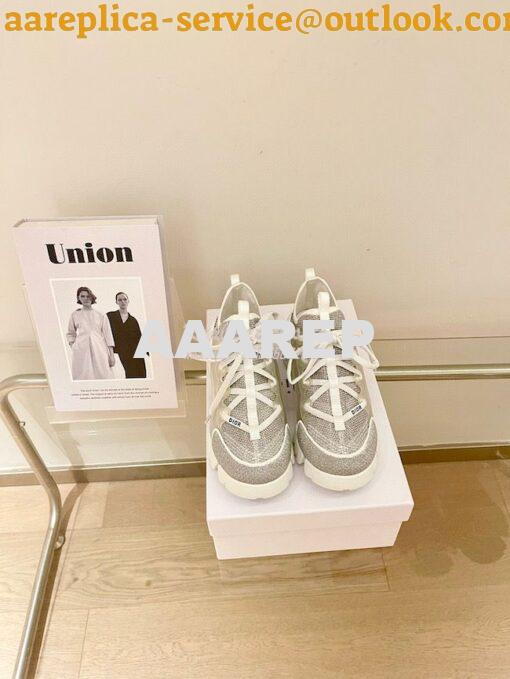 Replica Dior D-Connect Mesh Sneaker In Silver Textile KCK222 3