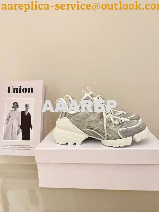 Replica Dior D-Connect Mesh Sneaker In Silver Textile KCK222 4