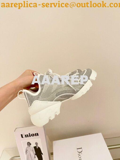 Replica Dior D-Connect Mesh Sneaker In Silver Textile KCK222 5