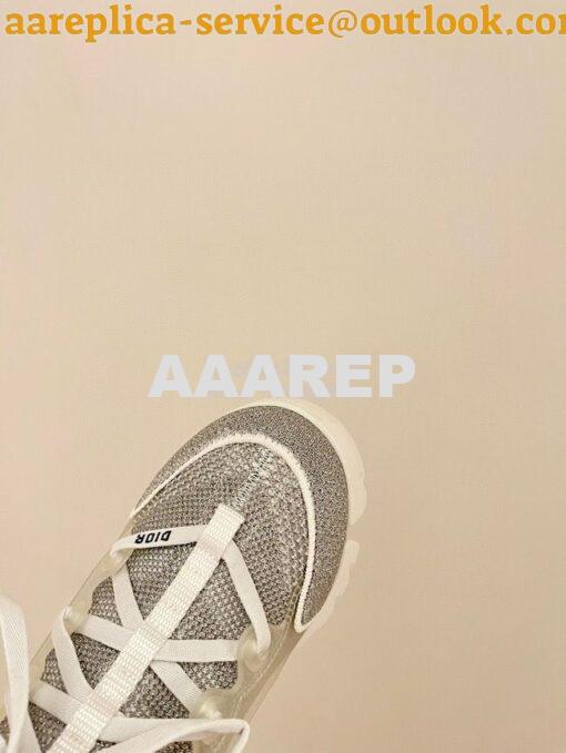 Replica Dior D-Connect Mesh Sneaker In Silver Textile KCK222 6