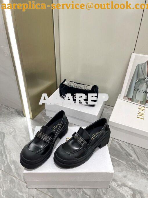 Replica Dior Code Loafer Black Brushed Calfskin KDB749 4