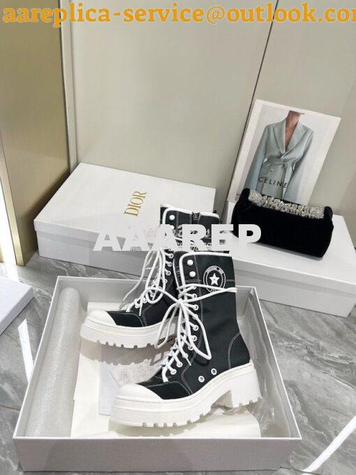 Replica Dior D-Rise Boot Black Technical Fabric and Calfskin KCI768 5