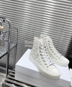 Replica Dior Walk'N'Dior High-top Sneaker White Macramé Embroidered Co