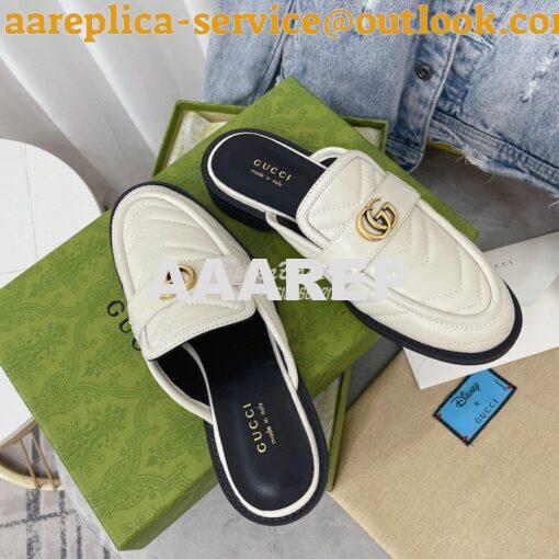 Replica Gucci Aria Slipper With Double G 670400 White Chevron Matelass 3