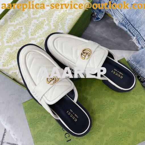 Replica Gucci Aria Slipper With Double G 670400 White Chevron Matelass 4