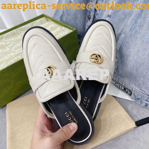 Replica Gucci Aria Slipper With Double G 670400 White Chevron Matelass 6