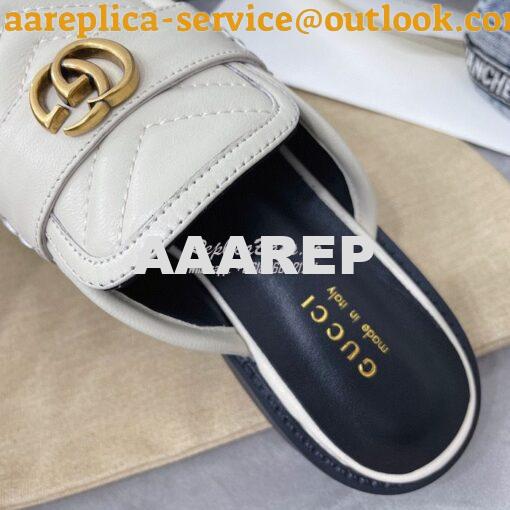 Replica Gucci Aria Slipper With Double G 670400 White Chevron Matelass 8