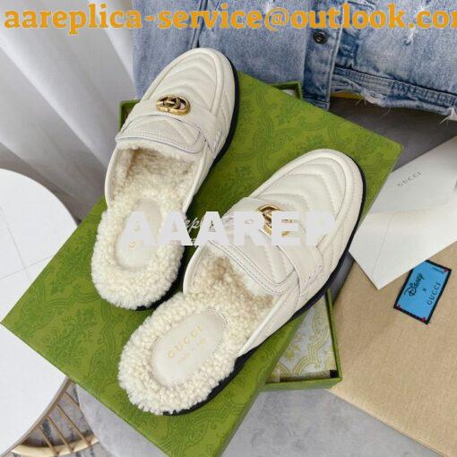 Replica Gucci Aria Slipper With Double G 670400 White Chevron Matelass 5