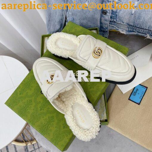 Replica Gucci Aria Slipper With Double G 670400 White Chevron Matelass 6